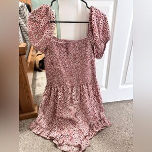 Amazon Pink Floral Puff Sleeve Romper